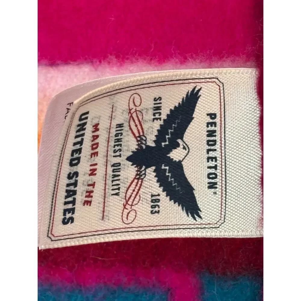Vintage Pendleton Chief Joseph Pink Wool Muchacho Baby Crib Blanket Beaver State
